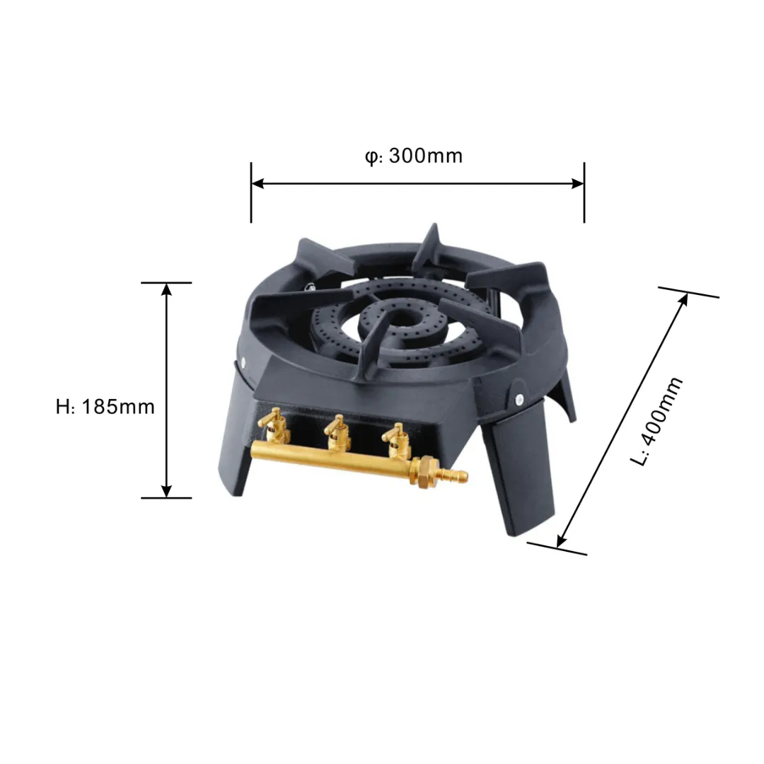 Brûleur à Gaz Rond en Fonte  -  Finition Noire - Haute Résistance - Idéal Camping et Restauration