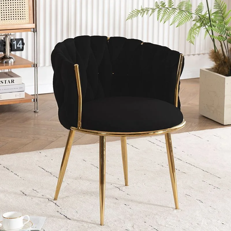 Chaise de bureau velours style baroque avec pieds dorés