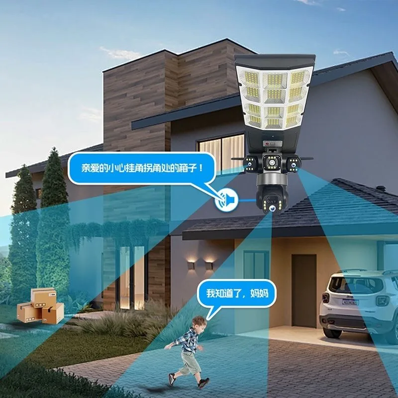 Lampadaire solaire connecté V380 Pro avec caméras de surveillance WiFi/4G